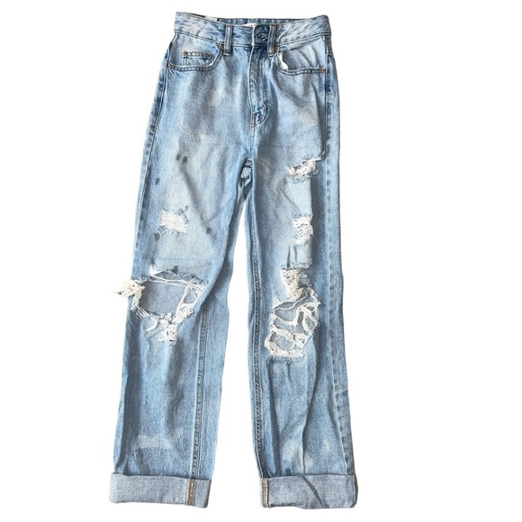 Light Blue Ripped Boyfriend Jeans from PacSun | Size 23 | Great Condition - Picture 1 of 7